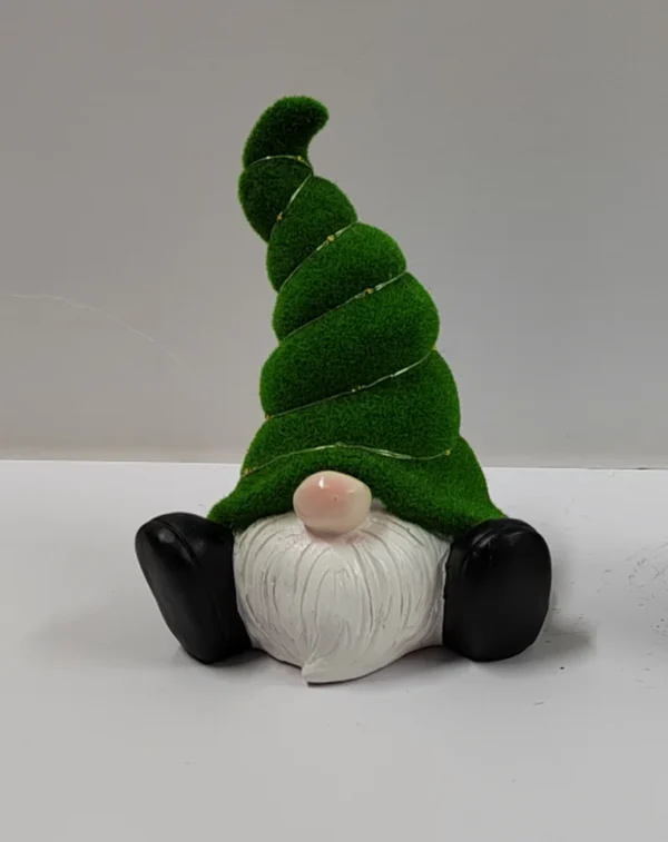 SM221428 Large Green Resin Garden Gnome Statue with Solar Freestanding Light, Textured Decorative Tall Base_2