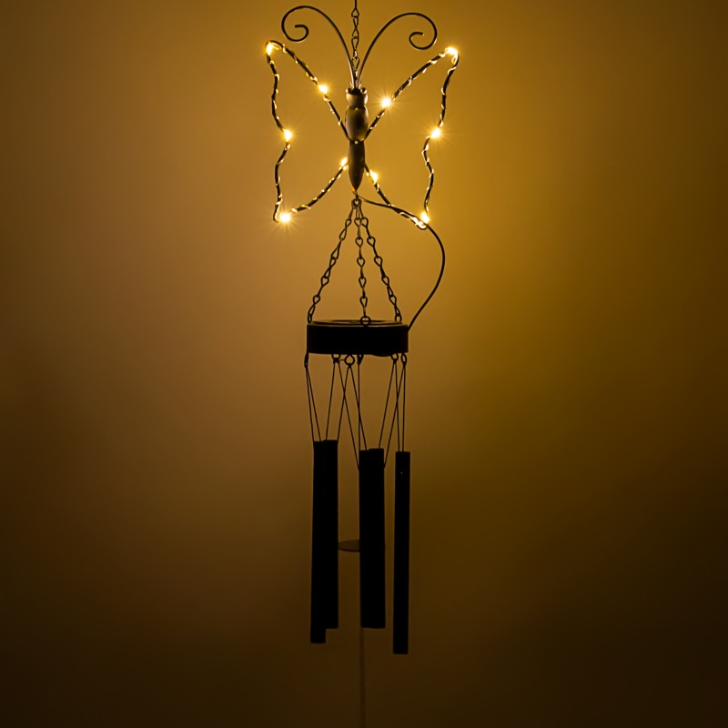 sm221430 metal iron butterfly solar wind chimes hanging light