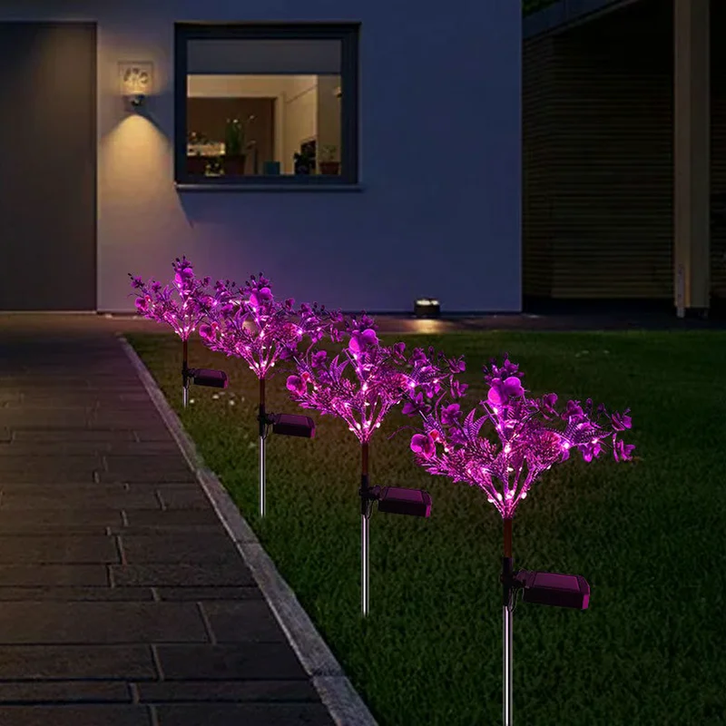 SM221434 PVC Plastic Solar Phalaenopsis Stake Lights