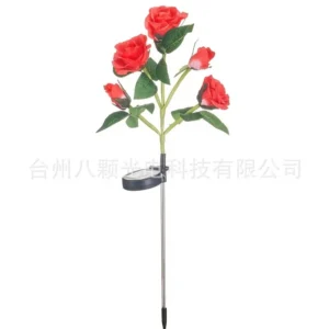 SM221449 ABS Plastic 5-LED Rose Flower Solar Stake Light