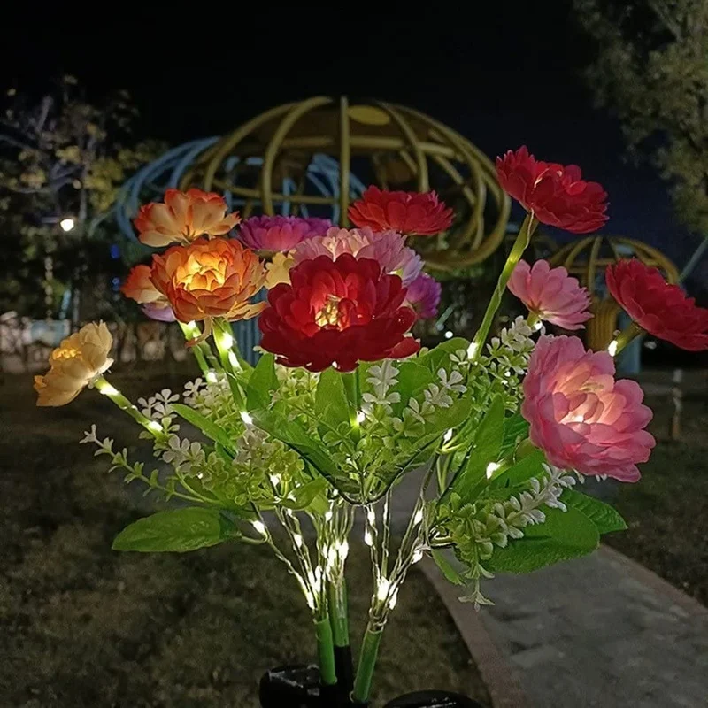 SM221451 ABS Plastic Snow Flower Lotus Solar Stake Light_2