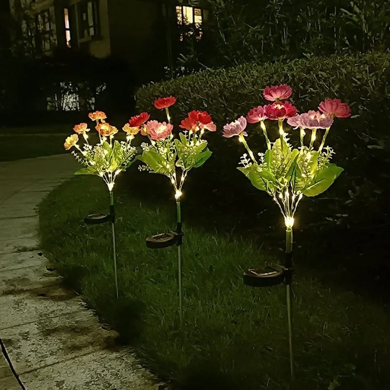 SM221451 ABS Plastic Snow Flower Lotus Solar Stake Light_3