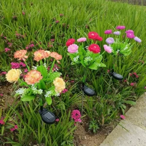 SM221451 ABS Plastic Snow Flower Lotus Solar Stake Light_4
