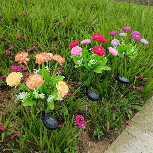SM221451 ABS Plastic Snow Flower Lotus Solar Stake Light_4