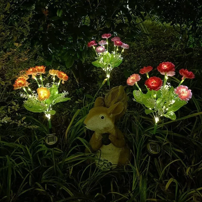 SM221451 ABS Plastic Snow Flower Lotus Solar Stake Light_5