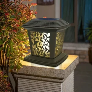 SM221454 ABS Plastic Leaf Lantern Solar Deck Post Light
