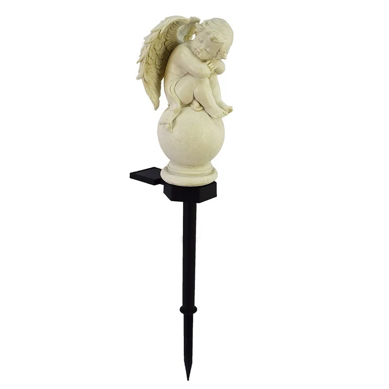 SM221474 Solar Angel Stake Light Resin Statue_2