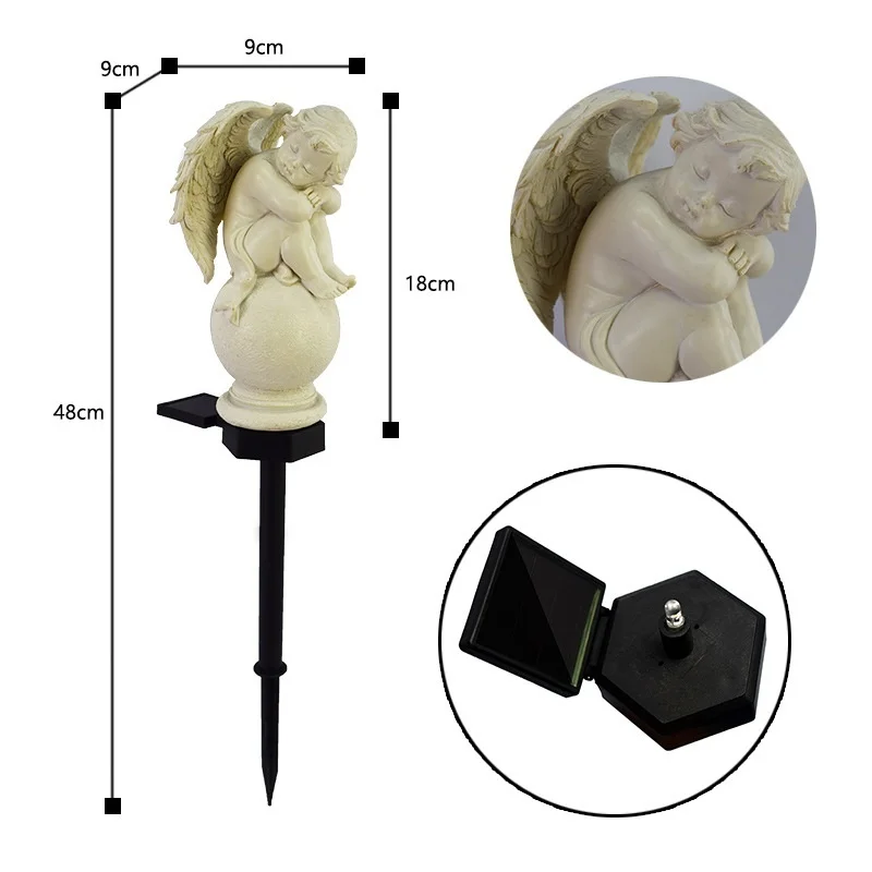 SM221474 Solar Angel Stake Light Resin Statue_4
