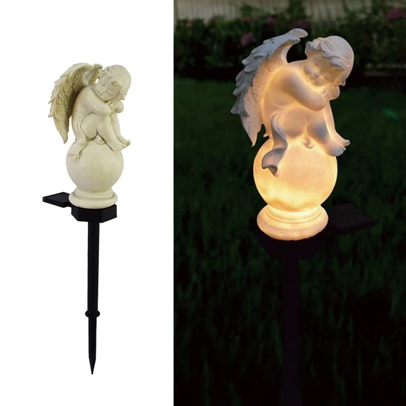 SM221474 Solar Angel Stake Light Resin Statue_5