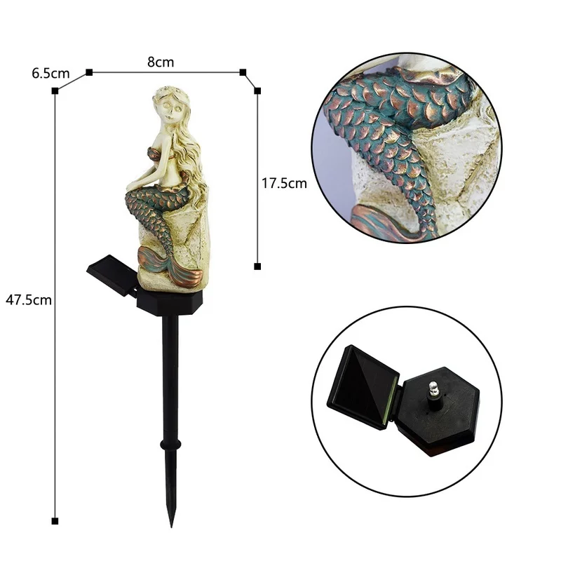 SM221476 Solar Mermaid Stake Light Resin Statue_2