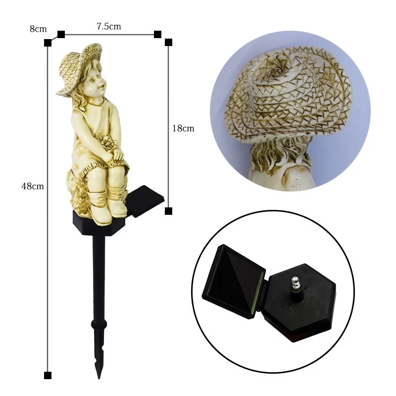 SM221478 Girl Resin Statue Solar Stake Light_3