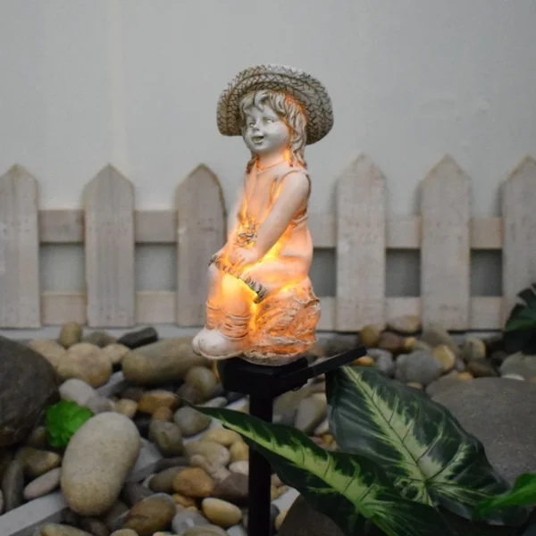 SM221478 Girl Resin Statue Solar Stake Light_4