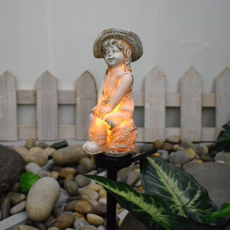 SM221478 Girl Resin Statue Solar Stake Light_4
