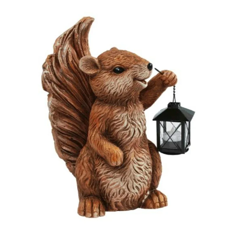 SM221488 Resin Solar Squirrel Statue with Lantern Hanging Light
