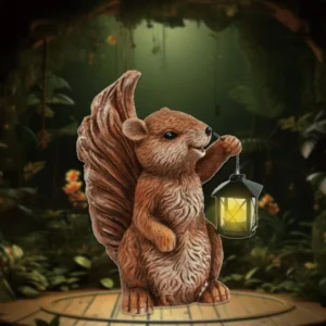 SM221488 Resin Solar Squirrel Statue with Lantern Hanging Light_2