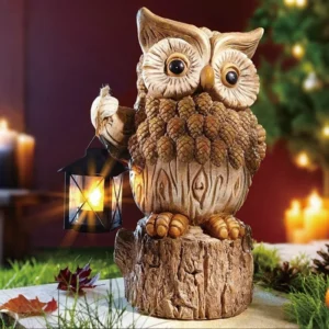 SM221489 Solar Owl Resin Statue with Hanging Lantern Light Animal_2
