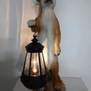 SM221491_ Solar Meerkat Resin Statue with Hanging Lantern Light