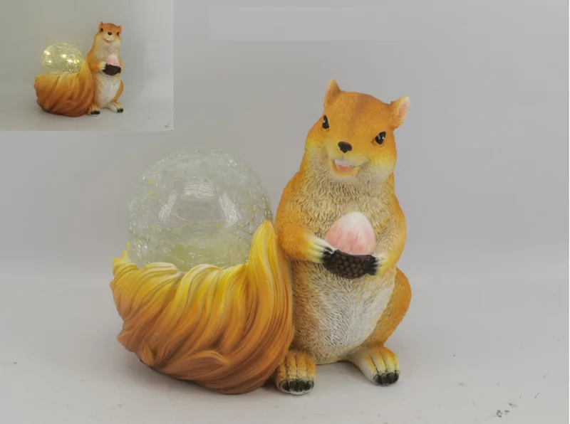 SM221516 Solar LED Resin Statue - Freestanding Squirrel Light