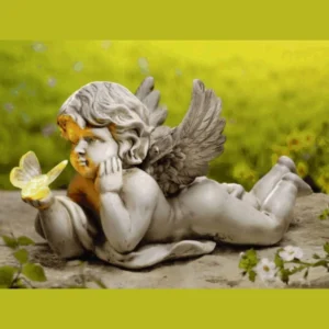 SM221530 Freestanding Solar Angel with Butterfly Resin Statue Light