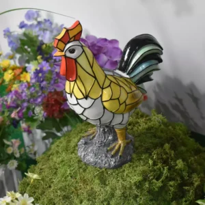 SM221544 Solar Rooster Resin Statue Garden Freestanding Light Animal_2