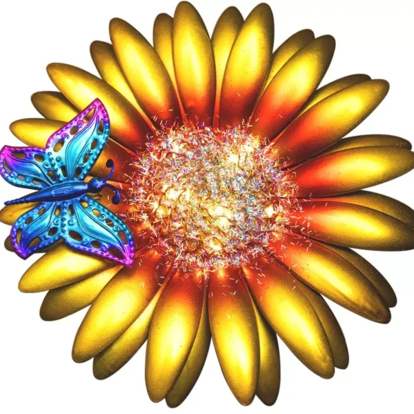 SM221564 Solar Sunflower Metal Iron Flower Stake Light_10