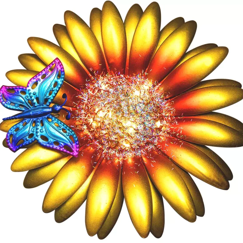 SM221564 Solar Sunflower Metal Iron Flower Stake Light_10