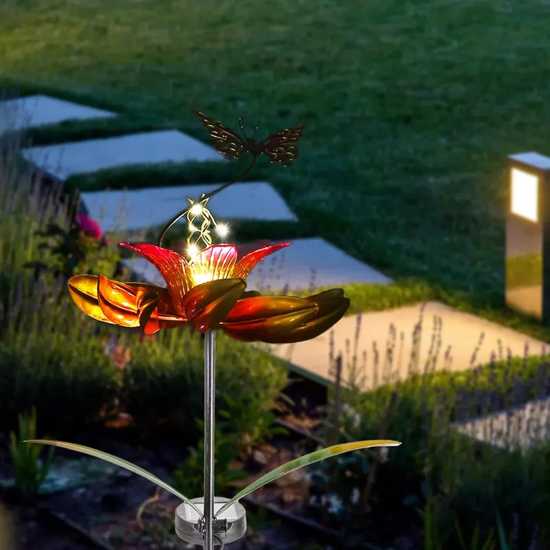 SM221565 Solar Flower Stake Light & Metal Iron Spinner