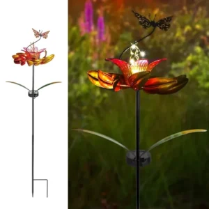 SM221565 Solar Flower Stake Light & Metal Iron Spinner_1