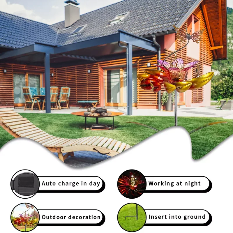 SM221565 Solar Flower Stake Light & Metal Iron Spinner_2