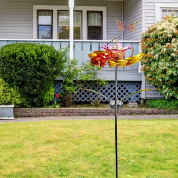 SM221565 Solar Flower Stake Light & Metal Iron Spinner_5