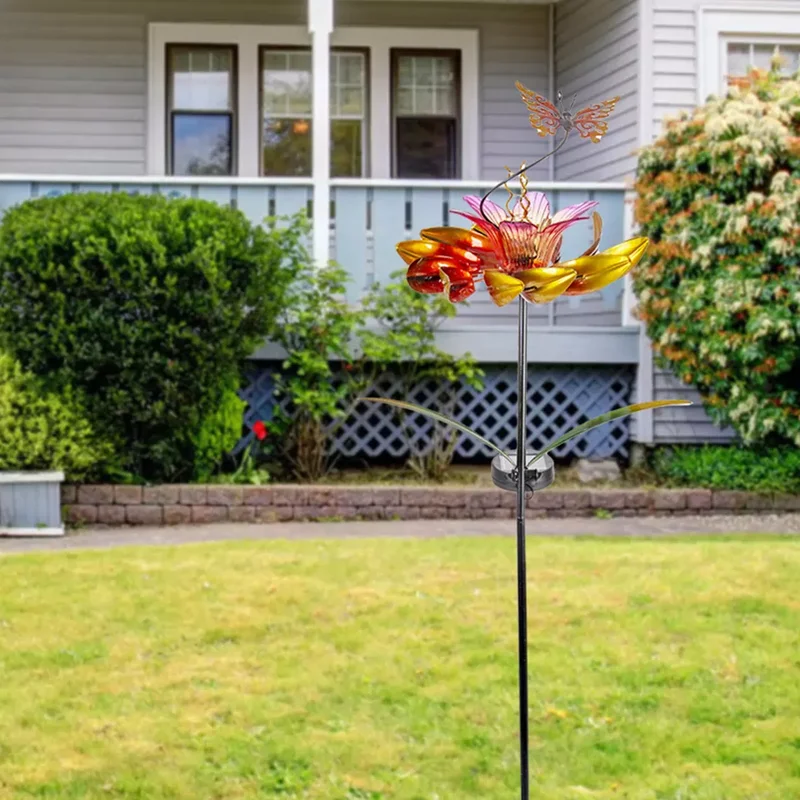 SM221565 Solar Flower Stake Light & Metal Iron Spinner_5