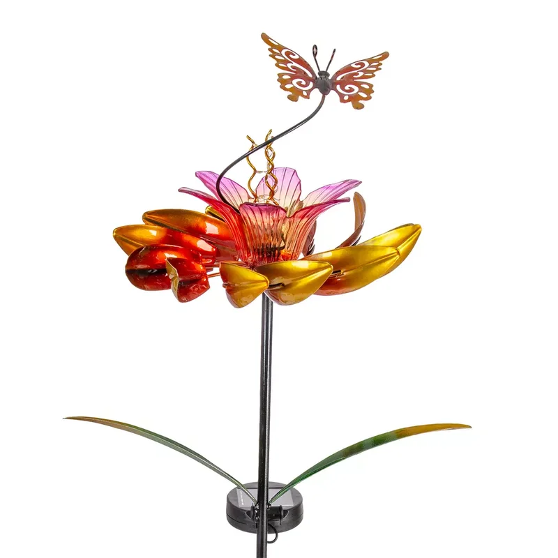 SM221565 Solar Flower Stake Light & Metal Iron Spinner_7
