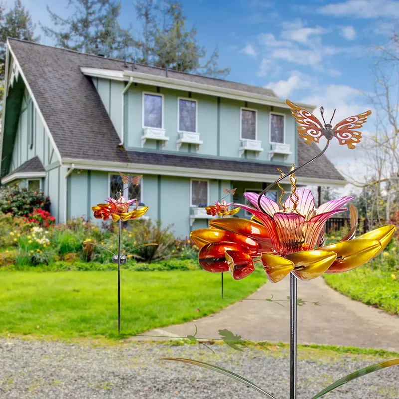 SM221565 Solar Flower Stake Light & Metal Iron Spinner_9