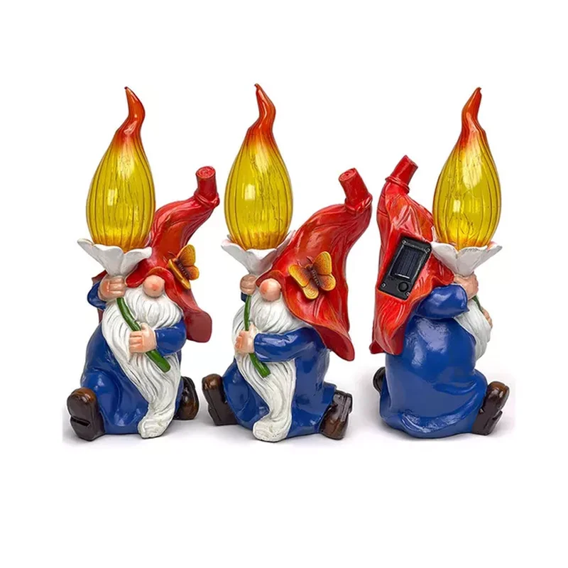 SM221568 Solar Resin Gnome Figurine Statue with Freestanding Light Decoration_4
