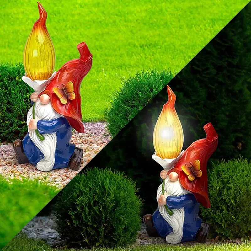 SM221568 Solar Resin Gnome Figurine Statue with Freestanding Light Decoration_5