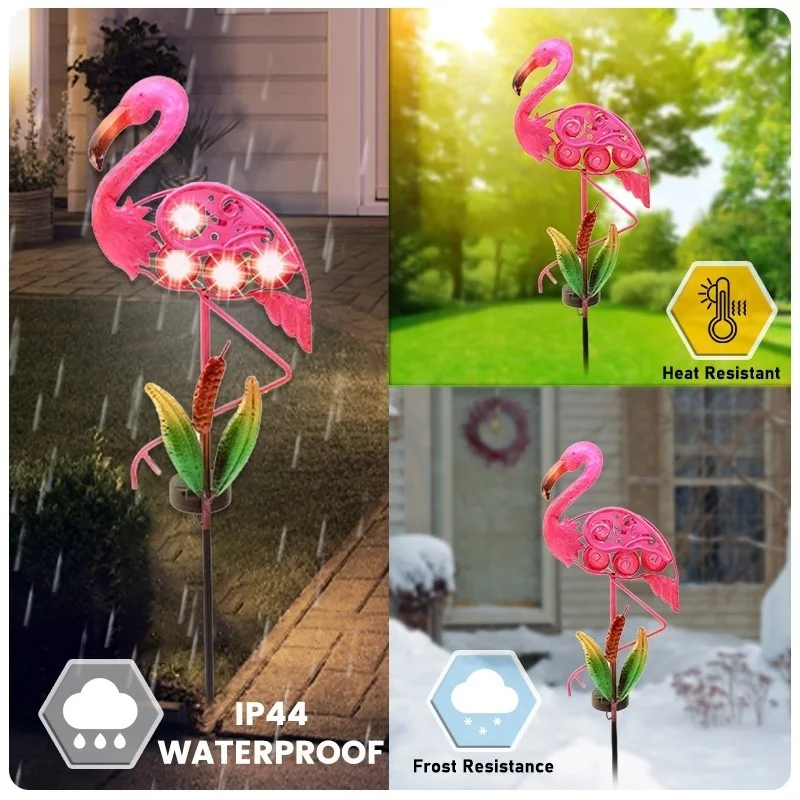 SM221572 Solar Flamingo Metal Iron Animal Stake Light_10