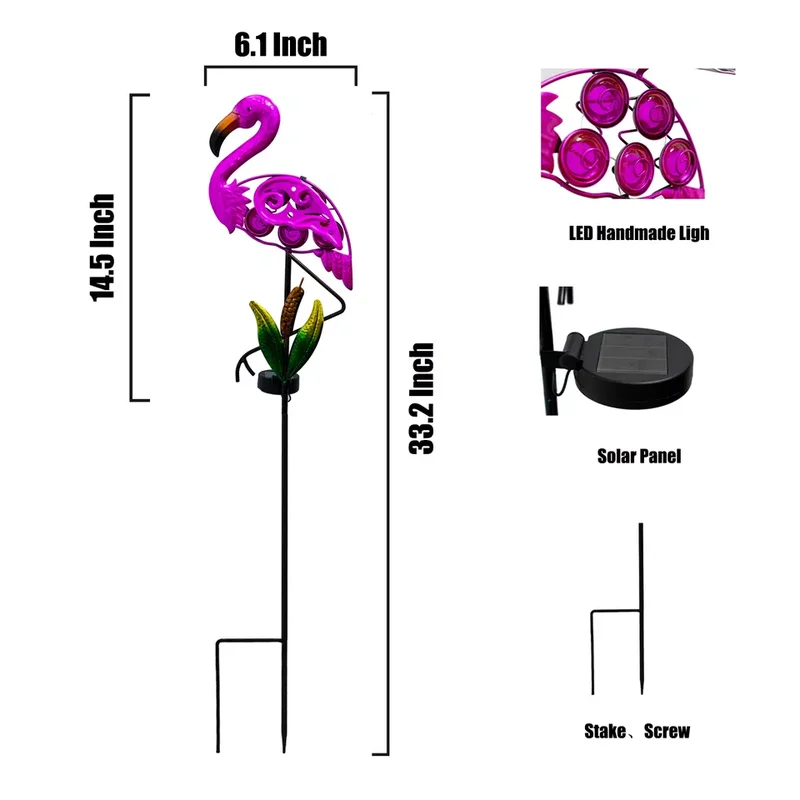 SM221572 Solar Flamingo Metal Iron Animal Stake Light_11