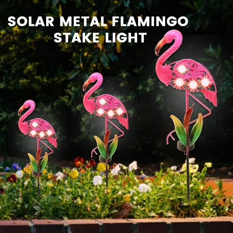 SM221572 Solar Flamingo Metal Iron Animal Stake Light_12