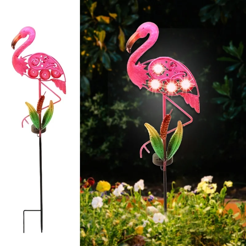 SM221572 Solar Flamingo Metal Iron Animal Stake Light_14