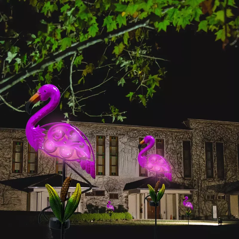 SM221572 Solar Flamingo Metal Iron Animal Stake Light_7