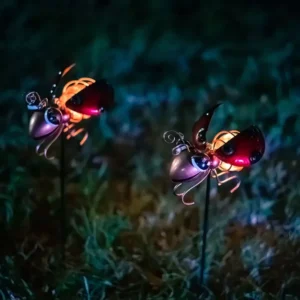 SM221574 Set of 2 Metal Iron Ladybug Solar Stake Lights, Animal Ladybird Design_7