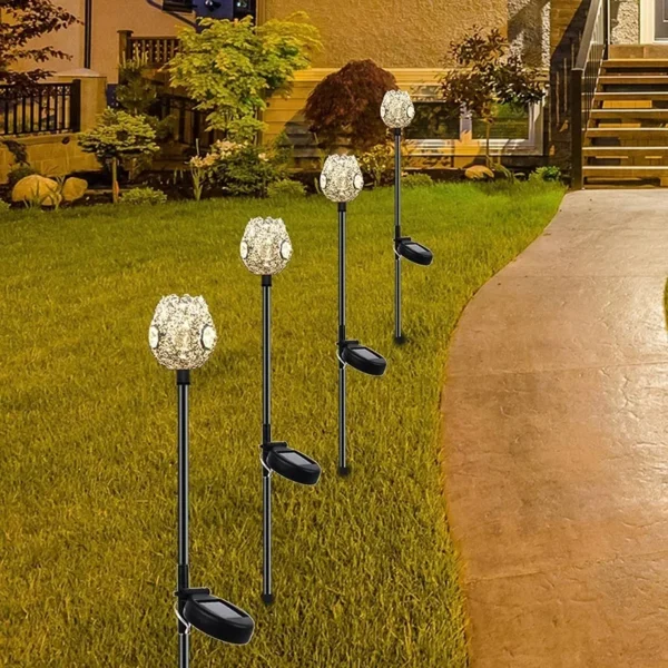 SM221626 Plastic PP Solar Landscape Stake Lights with Globe Leaf, Pack of 2_3