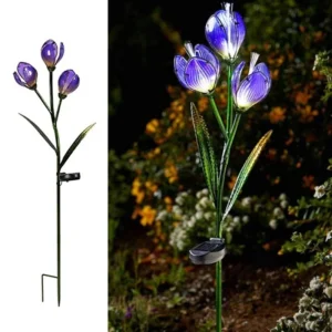 SM221630 Solar Powered Plastic PP Glass Flower Stake Light
