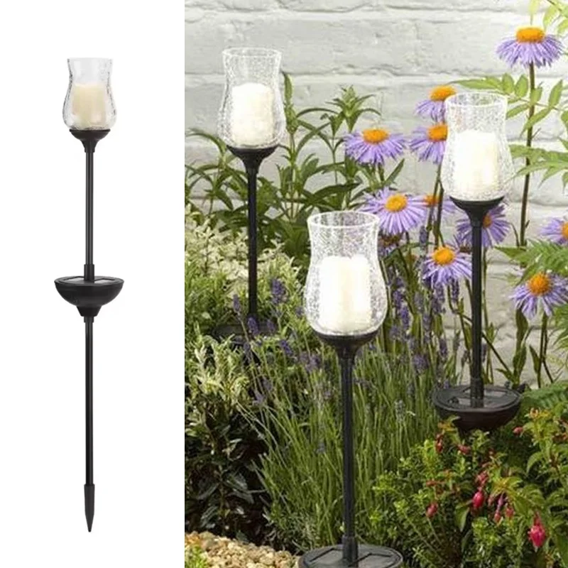 SM221631 Plastic PP Cracked Glass Solar Garden Tabletop Lamp