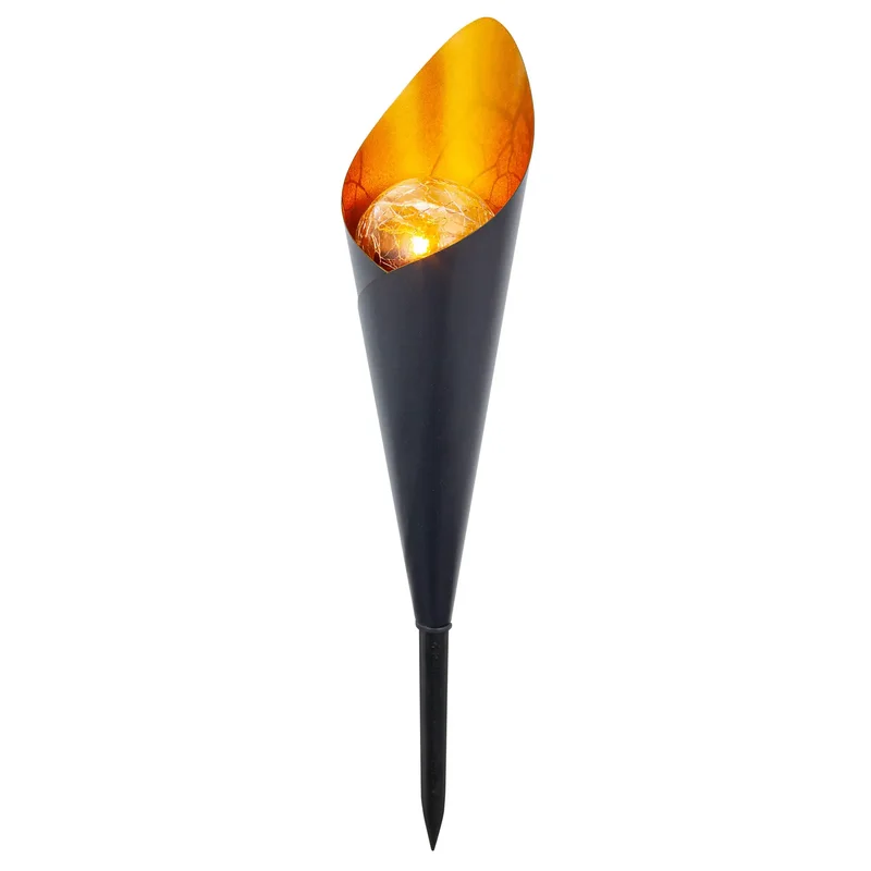 SM221633 Pack of 2 Metal Iron + Glass Solar Stake Lights, Cone Globe Torch_2