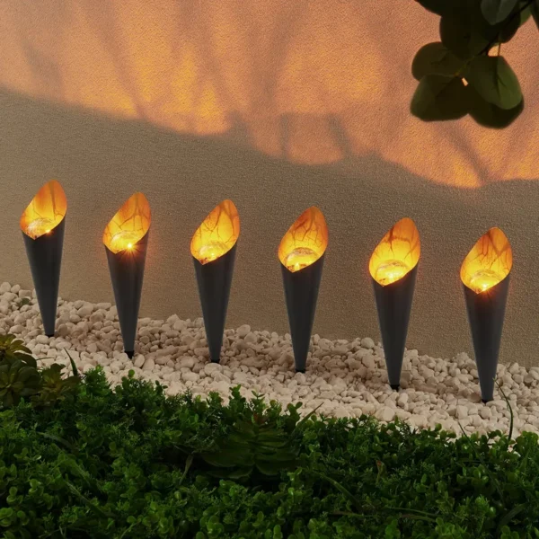 SM221633 Pack of 2 Metal Iron + Glass Solar Stake Lights, Cone Globe Torch_4