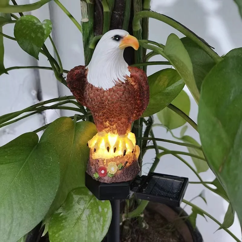 SM22511 Solar Eagle Bird Resin Statue Garden Stake Light_3