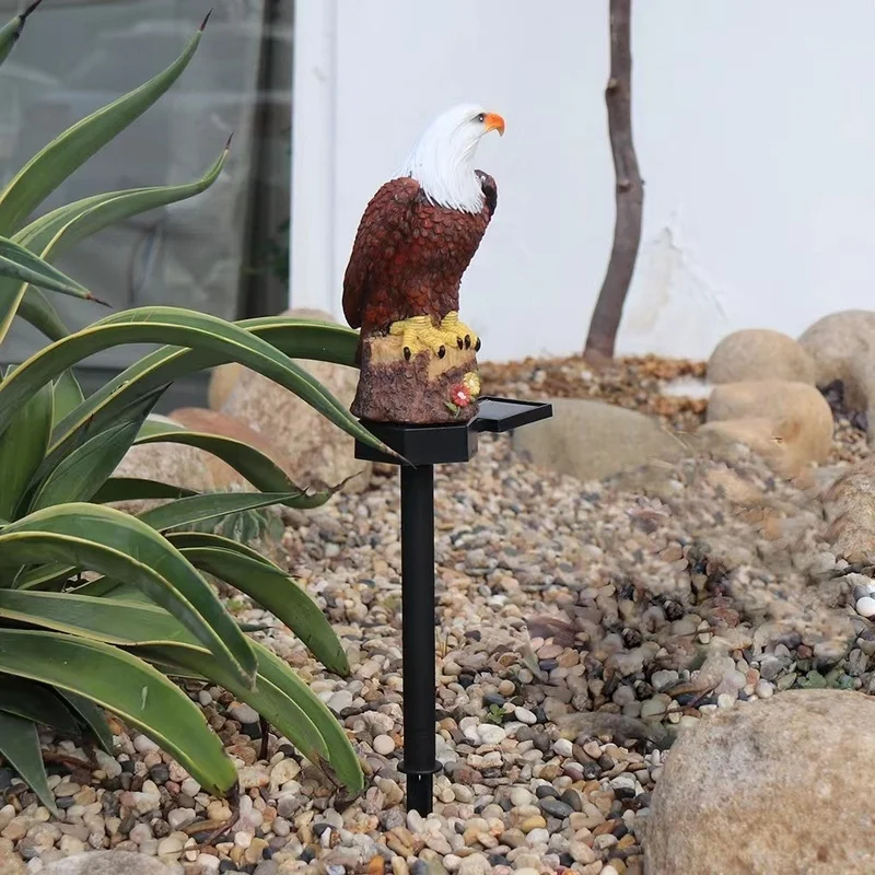 SM22511 Solar Eagle Bird Resin Statue Garden Stake Light_4