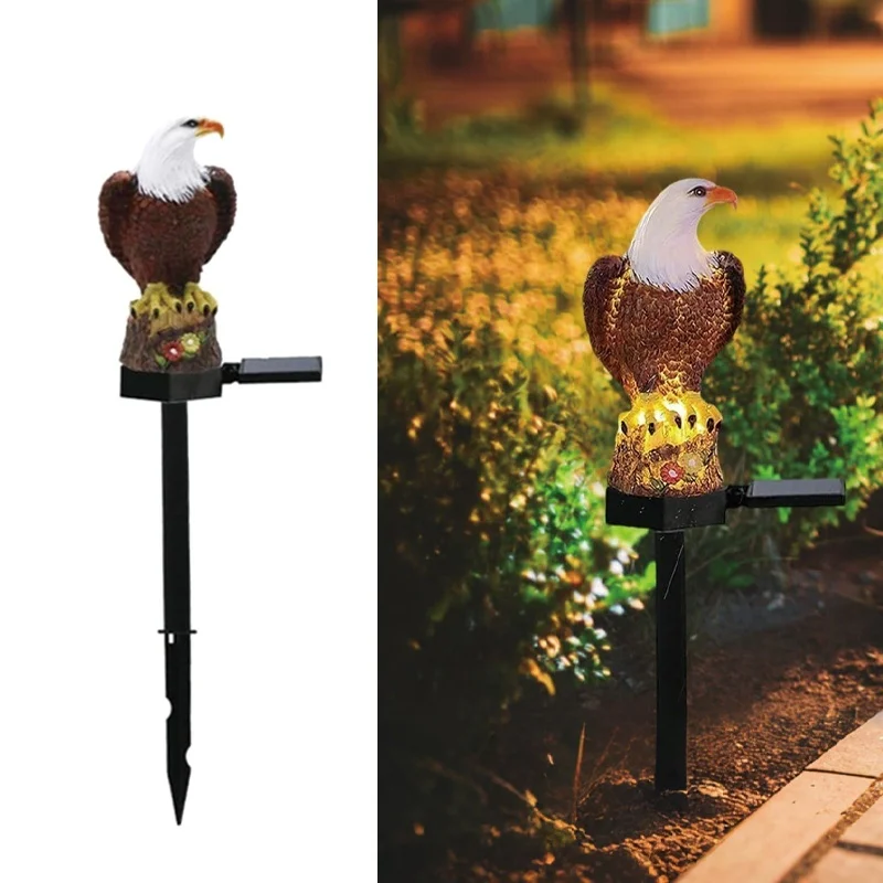 SM22511 Solar Eagle Bird Resin Statue Garden Stake Light_8