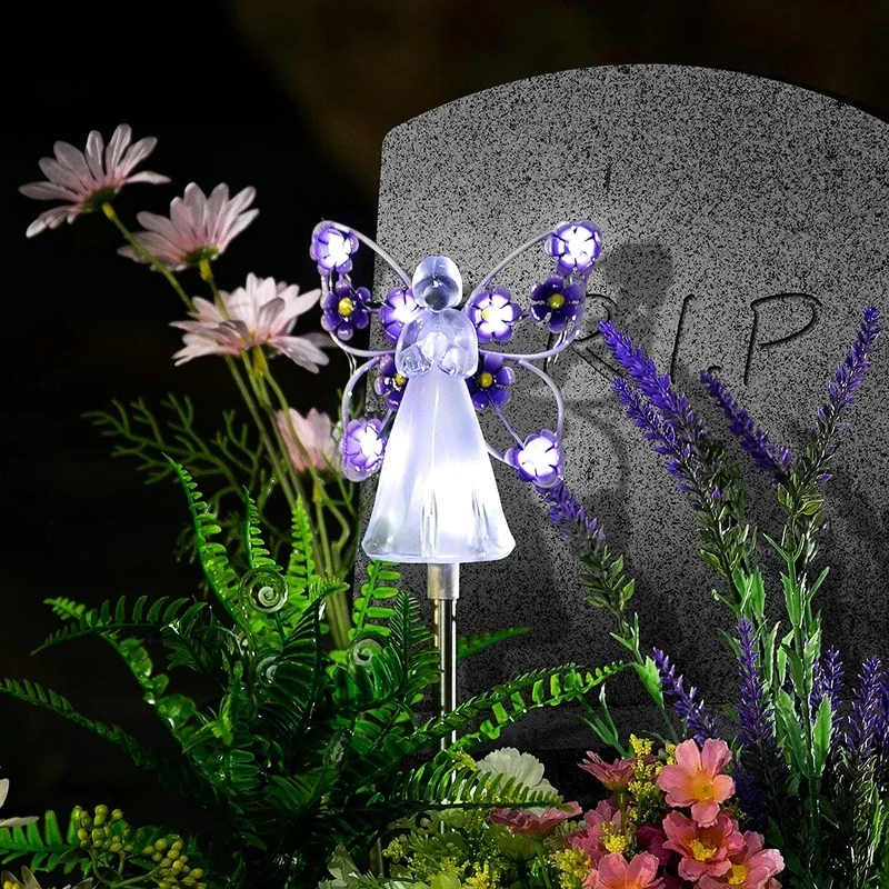 SM22512 Set of 2 Glass Solar Angel Garden Stake Lights_3